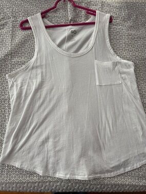 SO White Scoop Neck Tank with Chest Pocket